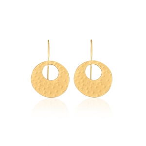 Hammered Design Drop Earrings Jewelry Wholesaler Gorgeous <b>Yellow</b> Gold Plated Brass Fashion Women's Earrings Jewelry Supplier - Product Image 1