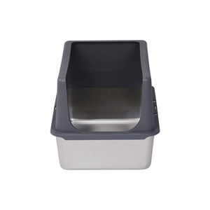 Lettiera per Gatti XL in Acciaio Inossidabile con Bordi Alti, Doppio Strato, Facile da Pulire, Include Coperchio - Product Image 2