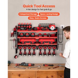 Organizzatore per Utensili a 4 Livelli con 8 Supporti, Stazione di Ricarica a Parete per Garage - Product Image 2
