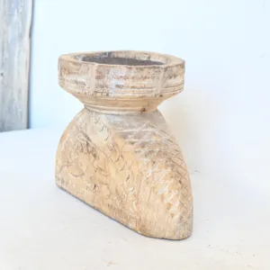 Vintage Hand Carved Wooden Candle Holder Stand Rustic Farmhouse <b>Table</b> Centerpiece Decorative Home Decor for Living Room Bedroom - Product Image 1