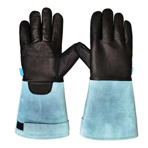 Gants de soudage TIG de qualité supérieure, en cuir de chèvre et de vachette pleine fleur, excellente protection des mains pour soudeurs, résistants aux flammes - Product Image 1