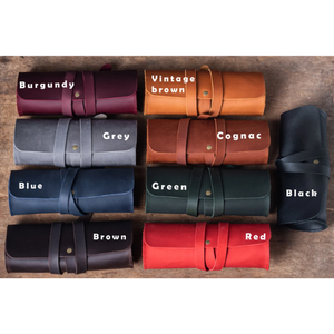 Estuche para Lápices de Cuero Genuino Personalizado, Portaplumas Hecho a Mano, Organizador de Lápices con Cierre de Botón y Correa, Al-Amir Hecho a Mano - Product Image 6