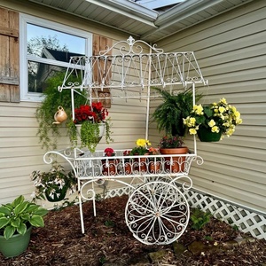 1-Tier <b>Vintage</b> Wrought Iron Circular <b>Plant</b> <b>Stand</b> Epoxy Coated Flower Pot Rack for Indoor Outdoor Garden Decor - Product Image 2