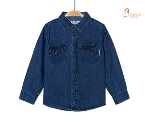 เสื้อเชิ้ตเดนิมเด็กชาย แขนยาว สีพื้น ปกคอพับ สไตล์ลำลอง ผ้าฝ้าย มีกระเป๋า ทรงปกติ - Product Image 2