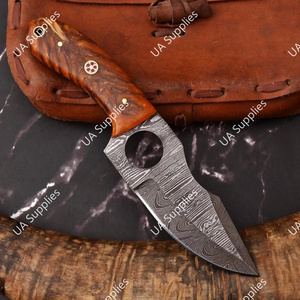 มีดล่าสัตว์/มีดสกินเนอร์ ใบมีดเหล็กดามัสกัสคุณภาพสูงคมกริบ พร้อมรูจับนิ้ว ด้ามเรซิ่นทรงกรวยสน ออกแบบตามหลักสรีรศาสตร์ รับผลิตแบบ OEM - Product Image 5