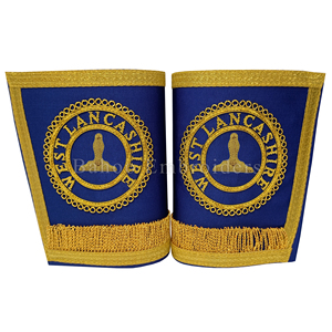 Manchette de Grand Maître Maçonnique pour Loge Bleue, violette avec broderie à la main en fil de soie, insignes - Product Image 2