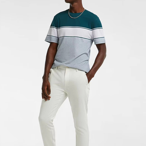 T-shirts pour hommes en mélange polyester/coton, design de logo personnalisé, sérigraphie, col roulé tricoté, formel, respirant, streetwear - Product Image 5