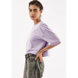 Camiseta Corta de Cuello Redondo, Estilo Boxy, Lisa, Promocional, al por Mayor, de Algodón, Top Corto Sexy para Mujer - Product Image 5