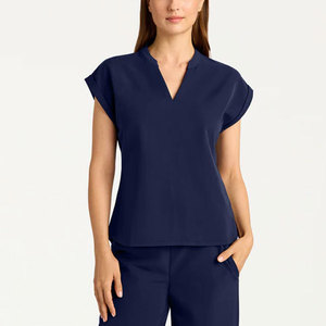 New Custom Hot Selling Knitted Nursing Wear Suit Unisex <b>Scrub</b> <b>Top</b> Multi Pockets Short Sleeve Lightweight Slim Fit Needle Custom - Product Image 5