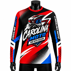 Combinaisons de motocross pour hommes CAROLINA de haute qualité, imprimées avec des dégradés de couleurs estivales, % polyester, séchage rapide, respirantes, pour la course - Product Image 1