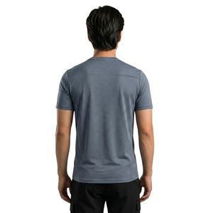 T-shirt gris en PU pour homme, léger, respirant, anti-transpiration, col rond, manches courtes, pour fitness, gym, entraînement, vêtements de sport - Product Image 2