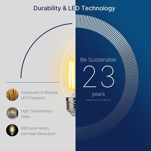 Lampadine LED Dimmerabili Equivalenti a Candela da 60W Certificato UL, Attacco E26, Luce Bianca Calda 2700K, Confezione da 6 - Product Image 6