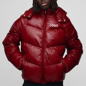 Vêtements d'extérieur, veste imperméable personnalisée pour homme, veste bomber rembourrée brillante pour l'hiver, veste épaisse et chaude pour homme, veste à capuche - Product Image 1