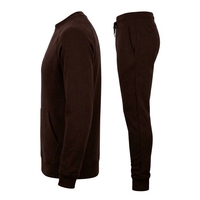 Ensemble de sport pour homme bleu uni délavé à l'acide, sweat-shirt à col rond, pantalon long avec poches latérales, taille élastique, décontracté et respirant