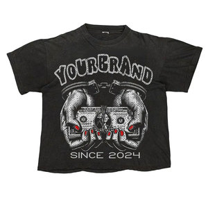 YOURBRAND Men's Black Short Sleeve <b>T</b>-<b>Shirt</b> Skull Pattern O-Neck Regular Fit <b>Punk</b> Style Printed Cotton Jersey - Product Image 6