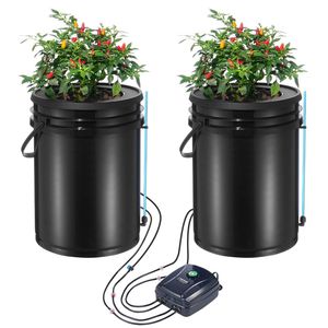 Sistema de Cultivo Hidropónico DWC de 5 Galones con 2 Cubetas, Cultivo en Agua Profunda, Kit de Goteo Superior con Bomba de Aire - Product Image 1