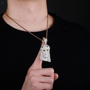 Pendentif Tête de Jésus Micro-Pavé avec Diamants de Laboratoire, Style Hip-Hop, en Argent Sterling 925, Style Rappeur, Unisexe - Product Image 2