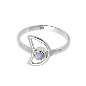 Half <b>Moon</b> Design Rainbow Moonstone Gemstone <b>Ring</b> 925 Sterling Silver Gemstone Jewelry Unisex Boho For Jewelry Engagement - Product Image 1