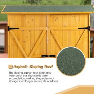 Capannone per attrezzi in legno per esterni con porta chiudibile a chiave ripiani a falda naturale-per soluzioni di stoccaggio per interni - Product Image 4