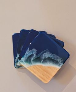 Handmade Wooden And Resin <b>Table</b> <b>Coasters</b> With Premium Craftsmanship For Home Office And Hotel Use - Product Image 1