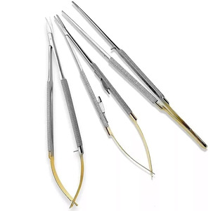 Jamso Industries Micro Surgery Needle Holder And Forceps Set 3 Pcs <b>Tungsten</b> Carbide Stainless Steel Instruments - Product Image 1