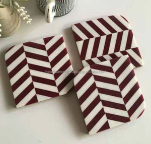 Maroon Luxury Eco-Friendly Handmade Fish Bone Resin Coasters <b>Set</b> <b>Square</b> Dining Kitchen Table Mats/Pads for Home Use - Product Image 4