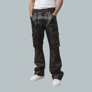 Pantalon en cuir véritable pour homme de haute qualité, style punk, jeans, pantalon BLUFF, pantalon de motard - Product Image 5