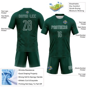 Conjunto de Uniforme de Fútbol Personalizado Verde, Manga Corta, Uniforme de Voleibol, Impresión de Nombre y Número del Equipo, Conjunto Deportivo, Jersey Transpirable - Product Image 3