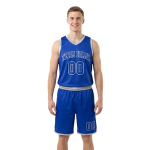 Conjunto de Uniforme de Baloncesto Personalizado para Hombre, Camiseta sin Mangas con Cuello y Ribete en Contraste, Nombre y Número del Equipo, Liga, 100% Personalizado - Product Image 1