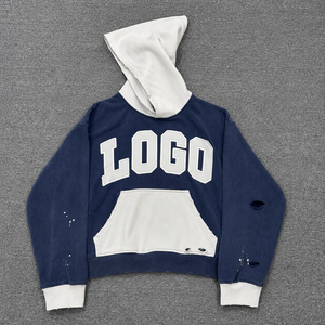เสื้อฮู้ดดี้ผู้ชายแบบสั่งทำพิเศษ ผ้าคอตตอนหนา 450gsm สำหรับแบรนด์สตรีทแวร์อเมริกัน ขายส่งจำนวนมาก - Product Image 6