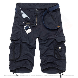 Men's Cargo Shorts Solid Color Mid Waist Cotton Breathable Casual Bermuda Shorts with Multiple Pockets Button Fly Design - Product Image 5
