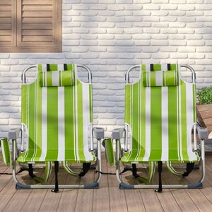 63*65*82cm Short Oxford Cloth Silver White Aluminum Tube Bearing 100kg Green Stripes Beach Chair - Product Image 6
