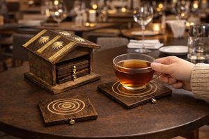 Wooden Tea <b>Coaster</b> Set Hut Shape Handmade Wood <b>Coaster</b> Plates <b>for</b> Tea Coffee Hot <b>Drinks</b> Home Office Table Decor - Product Image 5