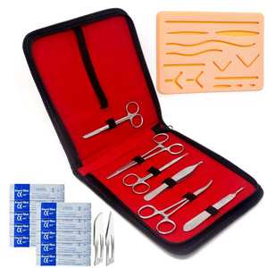 Kit de sutura de práctica de 27 piezas, instrumentos quirúrgicos reutilizables de acero inoxidable para estudiantes de medicina y veterinaria. - Product Image 1
