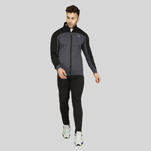 Survêtement de sport pour homme en velours premium, extensible dans les quatre sens, coupe ajustée, couleur unie, confortable, pour l'automne, le jogging et la course à pied - Product Image 1