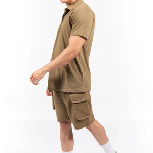 Ensemble de shorts polo d'été 100 % polyester de haute qualité, costumes décontractés pour hommes, respirants, séchage rapide, 2 pièces, couleur unie - Product Image 2