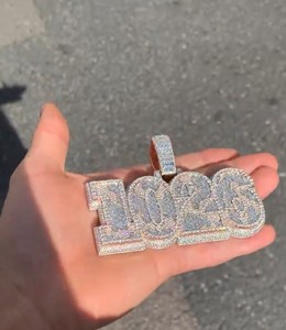 จี้เงินประดับเพชรแบบ Iced Out 1000 ดอลลาร์ เครื่องประดับฮิปฮอป โมอิสซาไนต์ ไมโครเพฟ ประดับเพชรระยิบระยับ ชุบทองคำขาว รับรองโดย GRA - Product Image 6