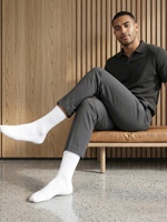 Chaussettes habillées blanches pour hommes, mi-mollet, en coton et élasthanne, avec revers côtelé élastique, respirantes, pour pantalon de costume et marche, douces et confortables