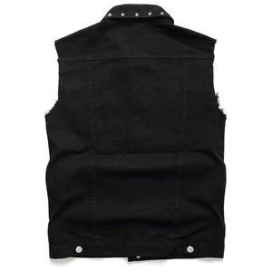 เสื้อแจ็คเก็ตยีนส์ดีไซน์ระบายอากาศได้ดีสำหรับผู้ชาย และเสื้อโค้ทฤดูใบไม้ร่วง รุ่นวิคทอริออส  แบบยีนส์ฟอกขาดๆ  ไม่มีแขน - Product Image 2