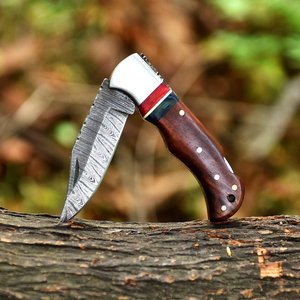 Cuchillo de Camping de Acero de Damasco de Grado Industrial UA Supplies, Punta de Cuchillo Tipo Drop Point, Afilado como una Navaja, Grosor de Hoja de 0.5mm, Longitud Total de 6.5 Pulgadas, EDC - Product Image 3