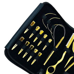 Kit professionnel de pinces à extensions de cheveux en acier inoxydable avec aiguille à boucle et outils à crochet pour l'application d'extensions de cheveux - Product Image 5