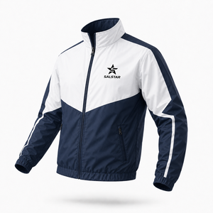 Custom <b>Men</b>’s Sports Track <b>Jacket</b> Full Zip Windbreaker Two Tone <b>White</b> Blue Latest Trending <b>Jacket</b> Athletic Teamwear <b>Jacket</b> - Product Image 1