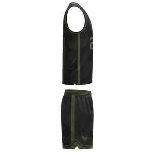 Conjunto de Uniforme de Baloncesto Personalizado con Estampado Geométrico Negro, Cuello en V, Sin Mangas, Absorbente de Humedad, para Hombre Adulto - Product Image 4