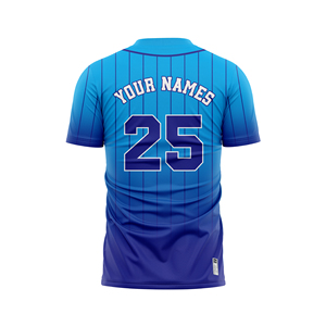 Maillot de baseball personnalisé à rayures jaunes et bleues pour jeunes, extensible dans les quatre sens, séchage rapide, respirant, sans coutures - Product Image 4
