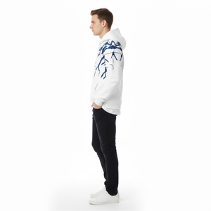 Sweat à capuche oversize blanc personnalisé pour homme – Polyester/Coton respirant et imperméable, style streetwear, vente en gros - Product Image 5
