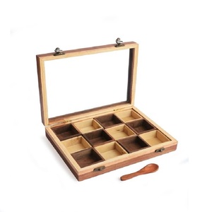 Wooden Spice Box Decorative Storage Organizer for Kitchen Accessories Spice Collection Masala Storage Herbs and Daily Cooking - Product Image 1