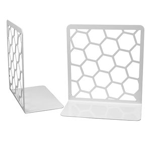 Modern Metal Non Slip Bookends for Bookshelves Heavy Duty Decorative Book Holder Stands for Home Office Study <b>Table</b> - Product Image 3