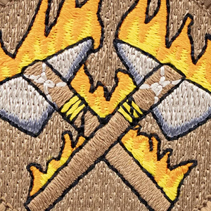 <b>Round</b> Embroidered Patch With Crossed Torches Design Iron-On Fabric Applique for Clothing Decorations - Product Image 6