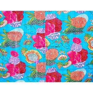 Best selling floral Printed Vintage Eco-Friendly All-Season <b>Double</b> Size Organic 100% Cotton Kantha Spread Printing for home use - Product Image 2