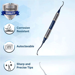 Curettes de Gracey 11/12 manuelles en acier inoxydable avec pointes en titane bleu et manche creux – Détartreurs parodontaux pour l'hygiène buccale - Product Image 3